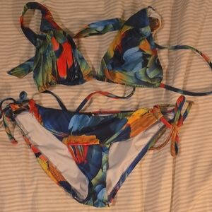 ABS Parrot Feather Print Bikini Size 4